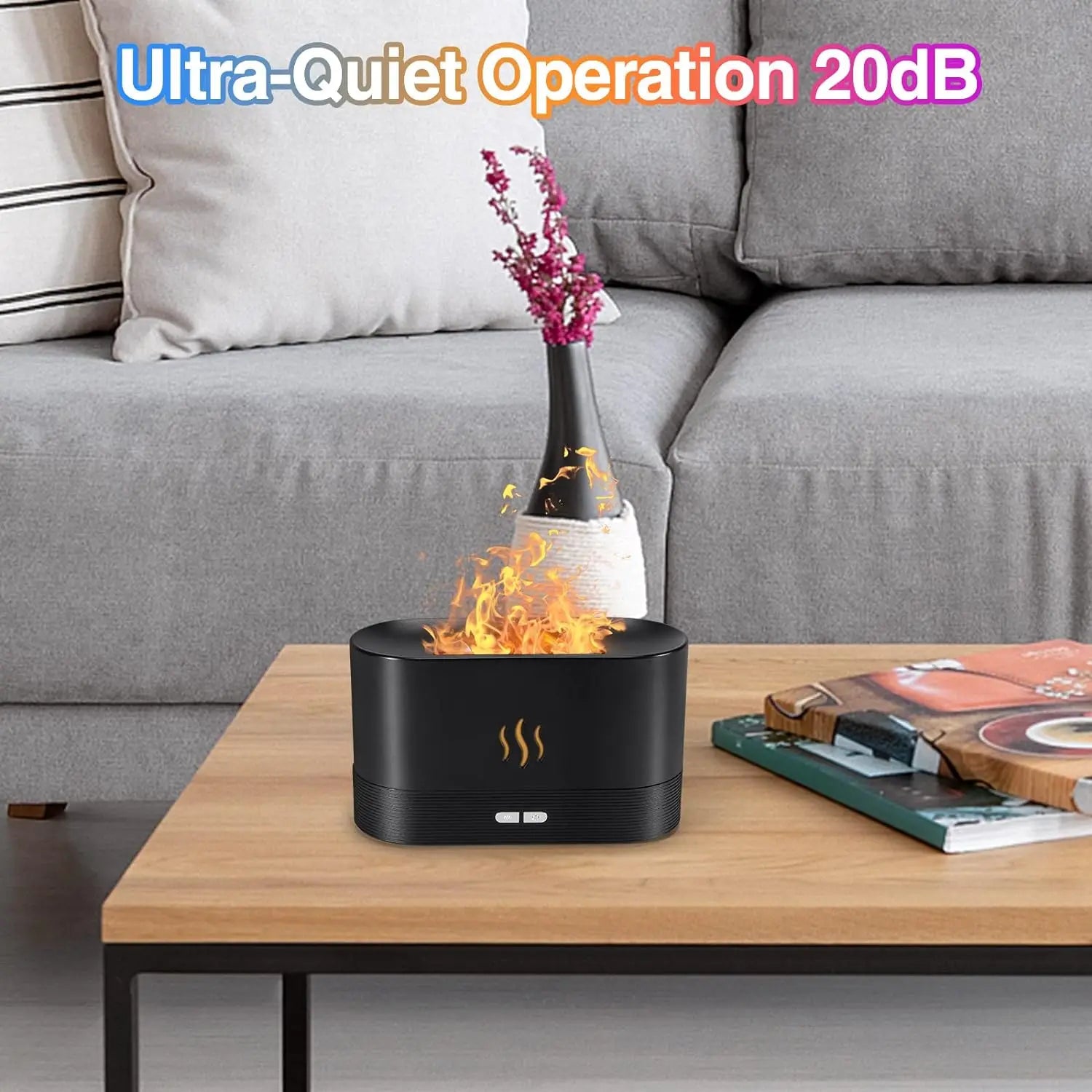 Aroma diffuser Air humidifier Ultrasonic cold mist atomizer Led essential oil simulation seven color flame lamp diffuser bedroom