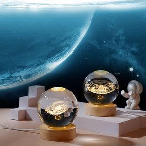 USB Night Light LED Crystal Ball Table Lamp 3D Moon Planet Galaxy Decor for Home Table Lamp Party Toys for Kids Adult Xmas Gift