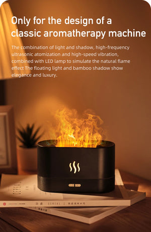 Aroma diffuser Air humidifier Ultrasonic cold mist atomizer Led essential oil simulation seven color flame lamp diffuser bedroom