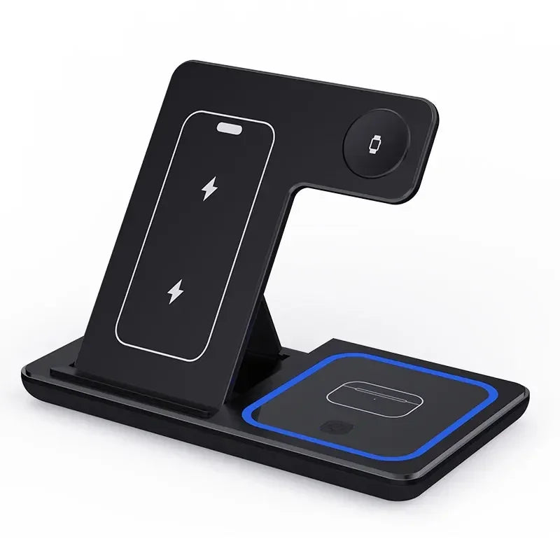 3 In 1 Foldable Wireless Charger Stand For iPhone 15 14 13 12 Pro Max Plus IWatch AirPods 3/2 Fast Charging Station Dock Holder