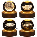 USB Night Light LED Crystal Ball Table Lamp 3D Moon Planet Galaxy Decor for Home Table Lamp Party Toys for Kids Adult Xmas Gift