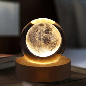 USB Night Light LED Crystal Ball Table Lamp 3D Moon Planet Galaxy Decor for Home Table Lamp Party Toys for Kids Adult Xmas Gift